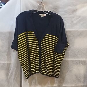 XXI Navy and Yellow Striped Button Down Shirt